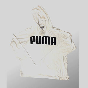 Puma Athletic Logo Top White Black Small‎ Dropped Shoulder Hooded Stay Dry